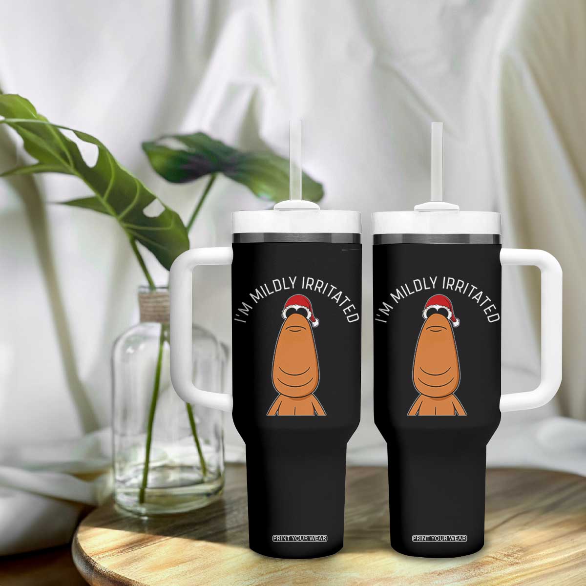 Marcus The Worm Christmas Meme Tumbler With Handle I Am Mildly Irritated TS14 Print Your Wear