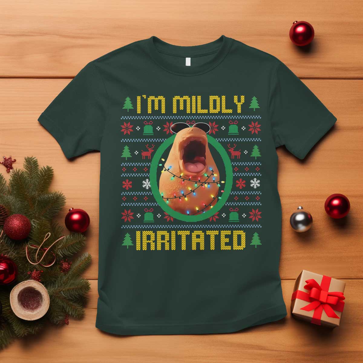 Marcus The Worm Christmas Meme T Shirt Funny Brain Rot Xmas TS14 Dark Forest Green Print Your Wear