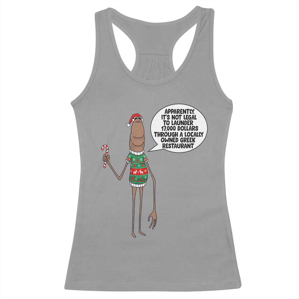 Marcus The Worm Christmas Meme Racerback Tank Top Locally Owned Greek Restaurant TS14 Sport Gray Print Your Wear