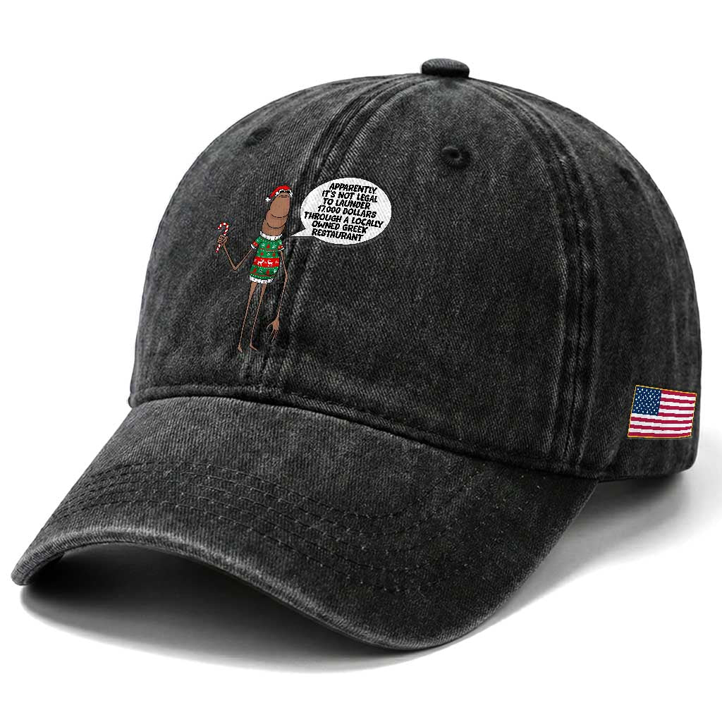Marcus The Worm Christmas Meme Washed Cotton Baseball Cap Locally Owned Greek Restaurant TS14 Print Your Wear