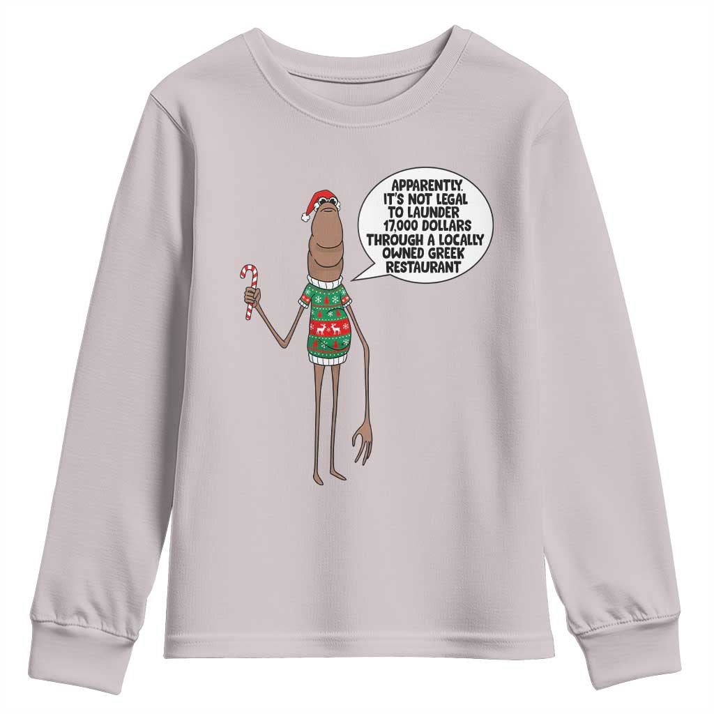 Marcus The Worm Christmas Meme Youth Sweatshirt Locally Owned Greek Restaurant TS14 Ice Gray Print Your Wear