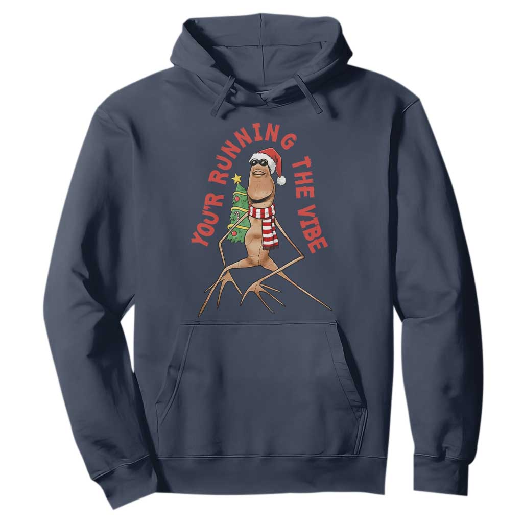 Marcus The Worm Christmas Meme Hoodie You Are Running The Vibe TS14 Navy Print Your Wear