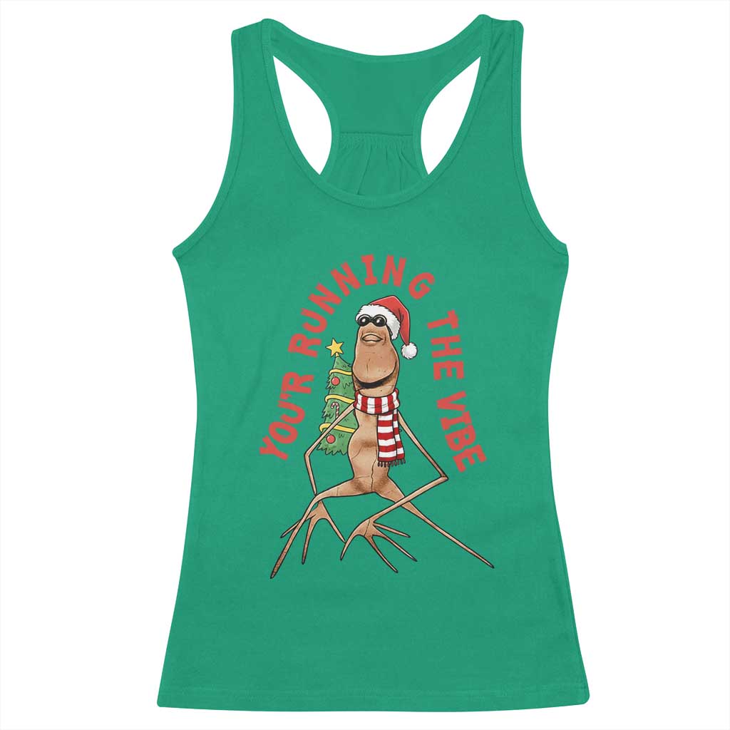 Marcus The Worm Christmas Meme Racerback Tank Top You Are Running The Vibe TS14 Irish Green Print Your Wear