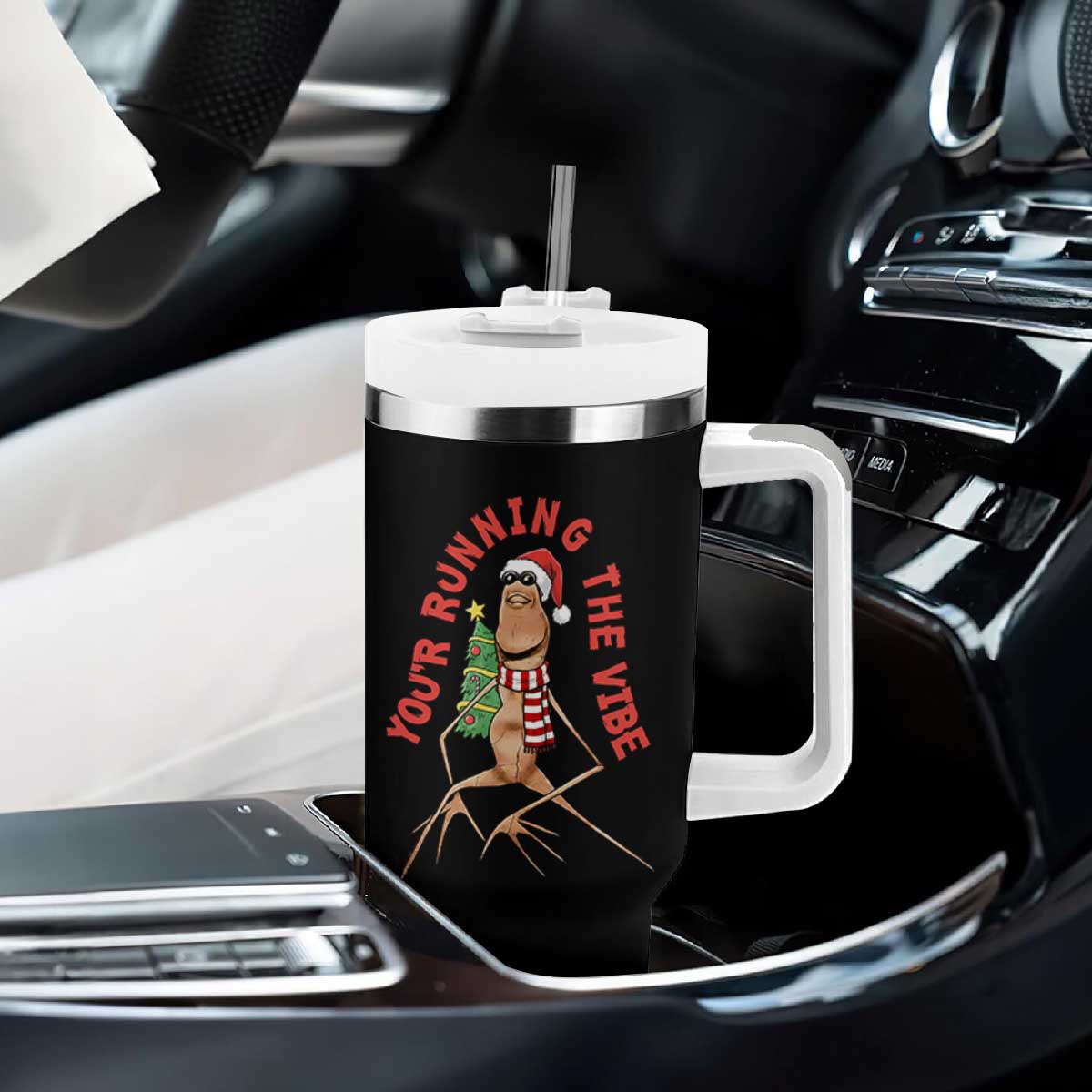 Marcus The Worm Christmas Meme Tumbler With Handle You Are Running The Vibe TS14 Print Your Wear