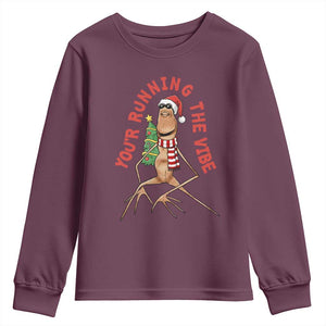 Marcus The Worm Christmas Meme Youth Sweatshirt You Are Running The Vibe TS14 Maroon Print Your Wear