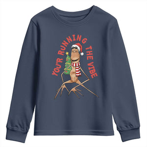 Marcus The Worm Christmas Meme Youth Sweatshirt You Are Running The Vibe TS14 Navy Print Your Wear