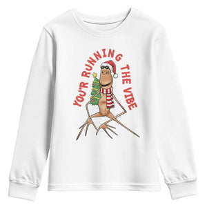 Marcus The Worm Christmas Meme Youth Sweatshirt You Are Running The Vibe TS14 White Print Your Wear