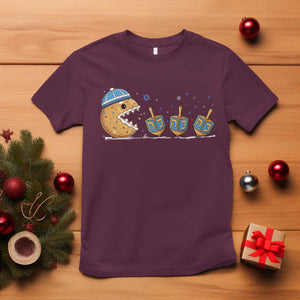 Funny Hanukkah T Shirt Donut Chasing Flames Jewish TS14 Maroon Print Your Wear