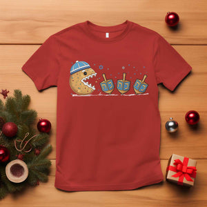 Funny Hanukkah T Shirt Donut Chasing Flames Jewish TS14 Red Print Your Wear