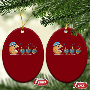 Funny Hanukkah Ceramic Ornament Donut Chasing Flames Jewish TS14 Print Your Wear