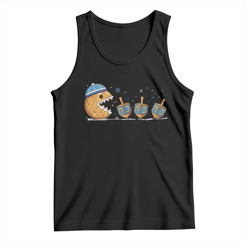 Funny Hanukkah Tank Top Donut Chasing Flames Jewish TS14 Black Print Your Wear