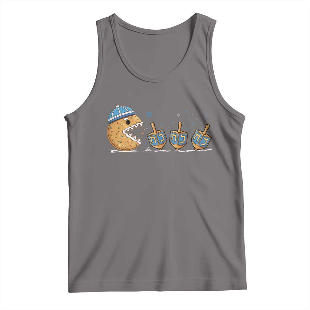 Funny Hanukkah Tank Top Donut Chasing Flames Jewish TS14 Deep Heather Print Your Wear