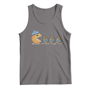 Funny Hanukkah Tank Top Donut Chasing Flames Jewish TS14 Deep Heather Print Your Wear