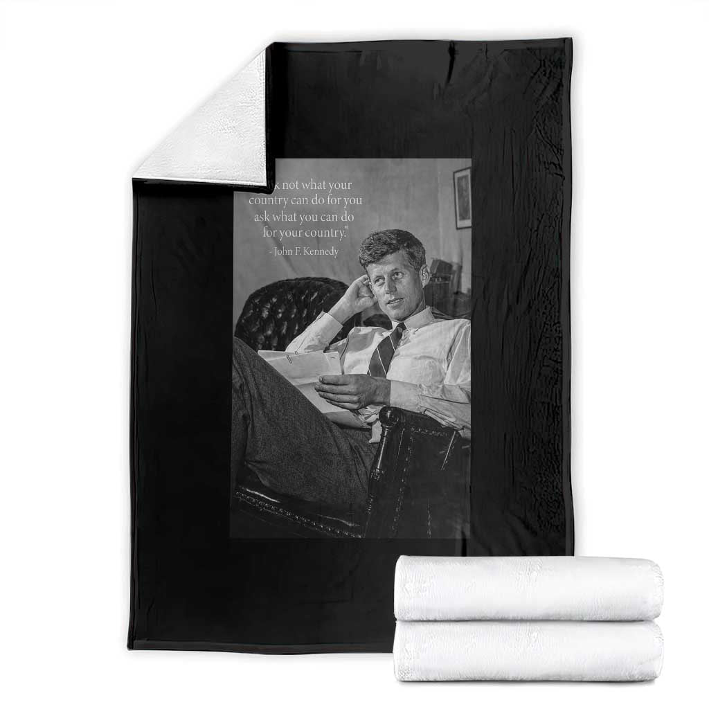 John F Kennedy Quote Throw Blanket American President History TS14 Black Print Your Wear
