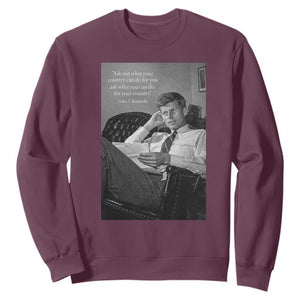 John F Kennedy Quote Sweatshirt American President History TS14 Maroon Print Your Wear