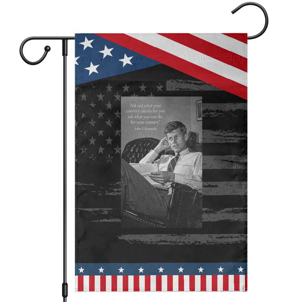 John F Kennedy Quote Garden Flag American President History TS14 Distressed Black Blue Print Your Wear