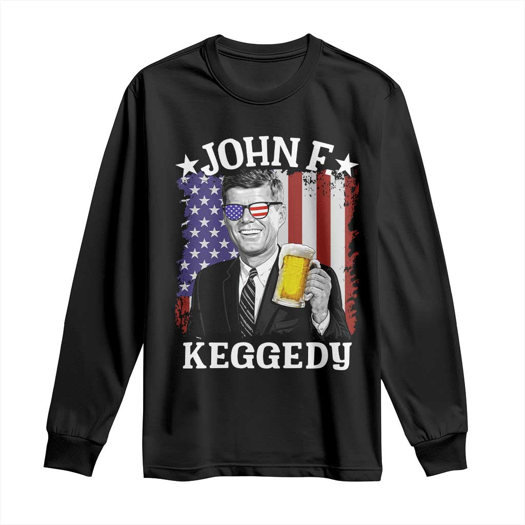 John F Kennedy Long Sleeve Shirt 4th of July America Flag Beer TS14 Black Print Your Wear