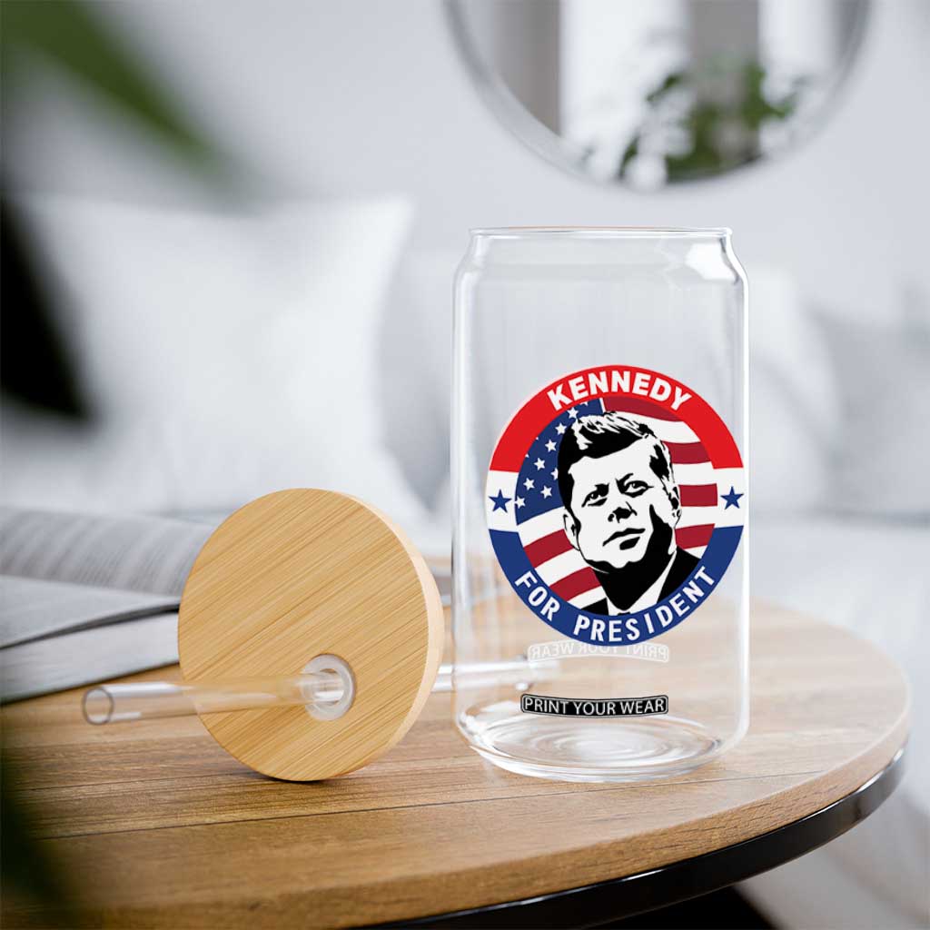 John F Kennedy US President American History Glass Can TS14 Print Your Wear