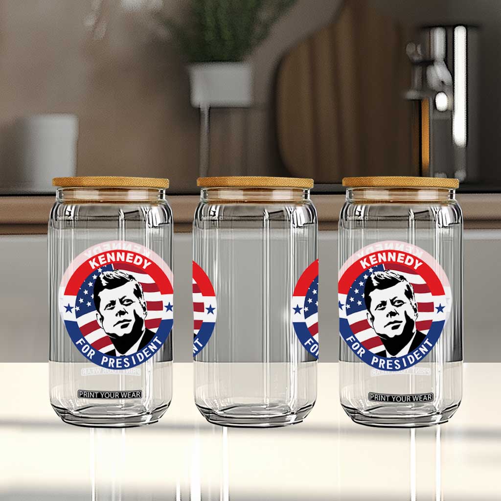 John F Kennedy US President American History Glass Can TS14 Print Your Wear