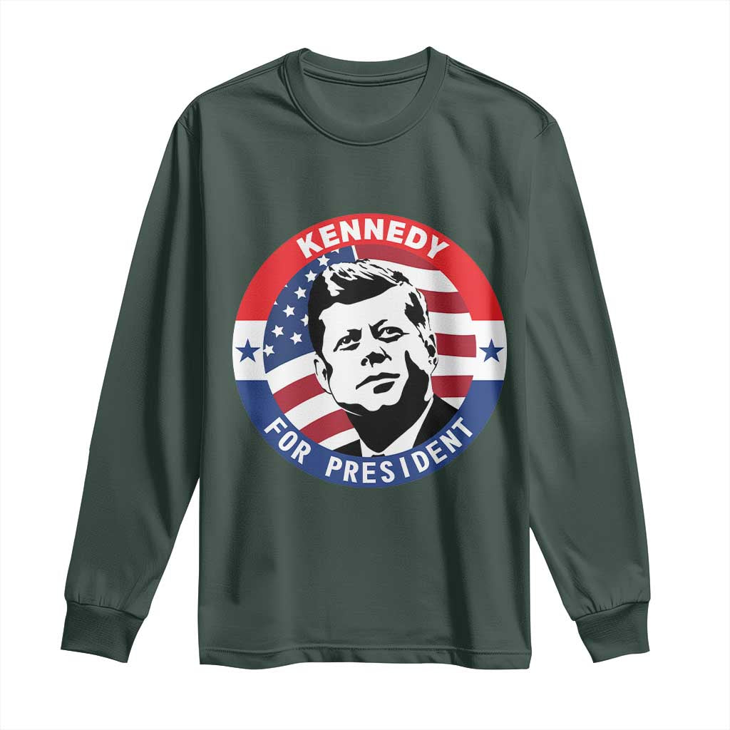 John F Kennedy US President American History Long Sleeve Shirt TS14 Dark Forest Green Print Your Wear