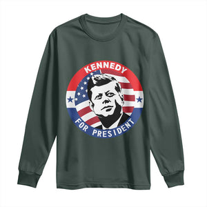 John F Kennedy US President American History Long Sleeve Shirt TS14 Dark Forest Green Print Your Wear