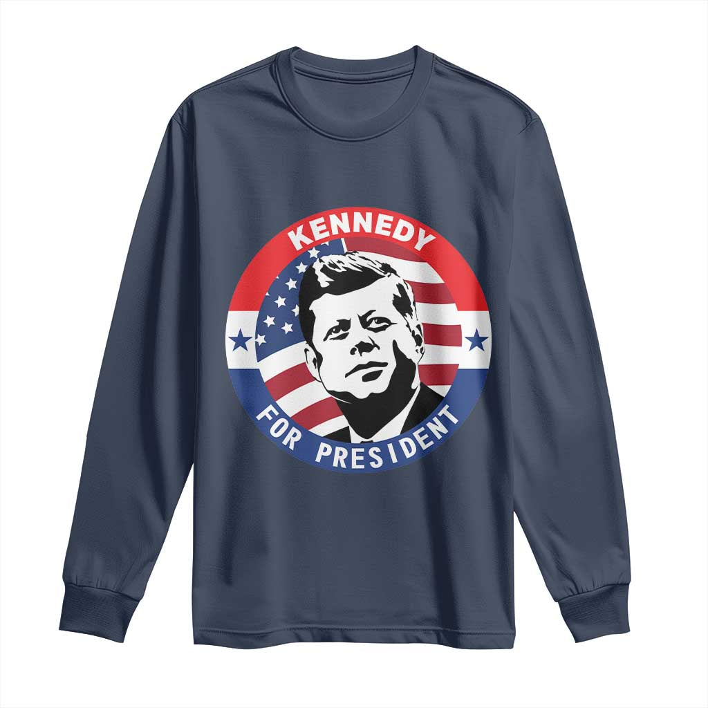 John F Kennedy US President American History Long Sleeve Shirt TS14 Navy Print Your Wear