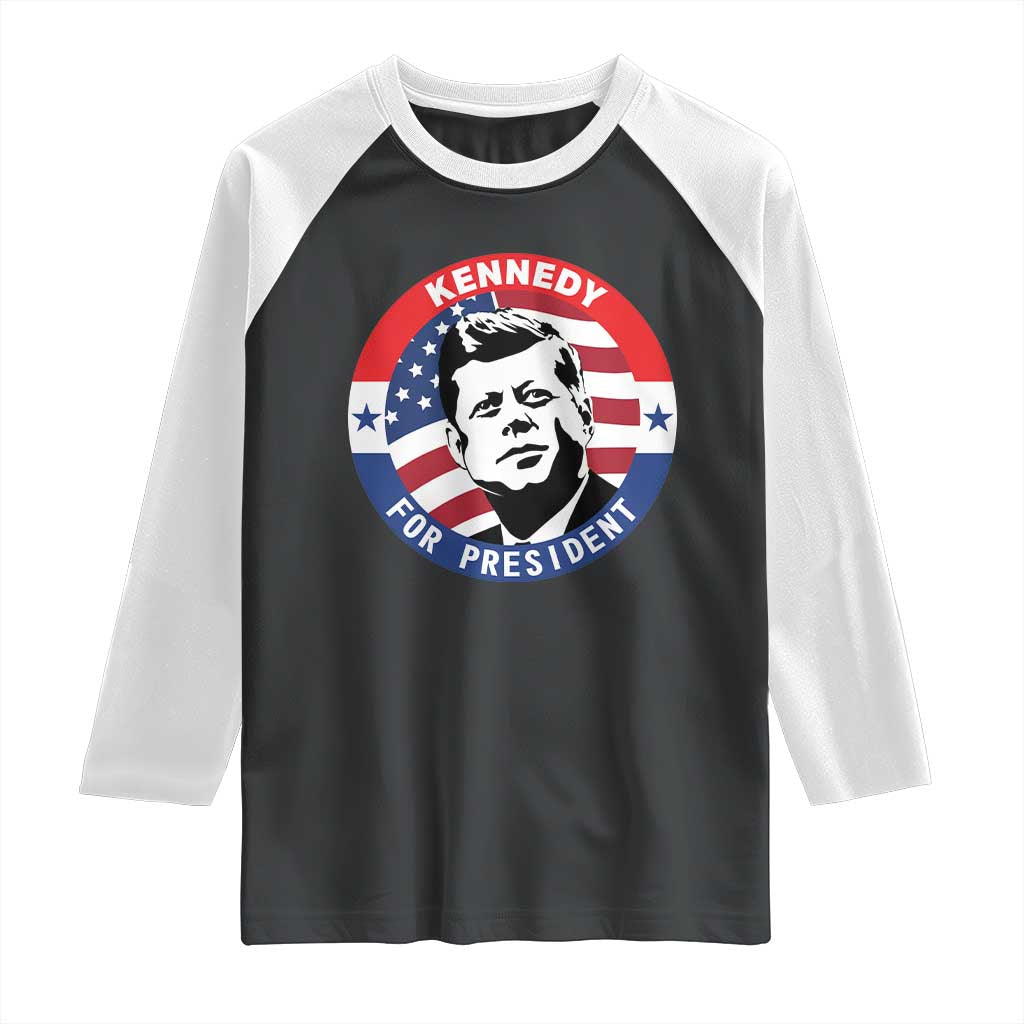 John F Kennedy US President American History Raglan Shirt TS14 Black White Print Your Wear