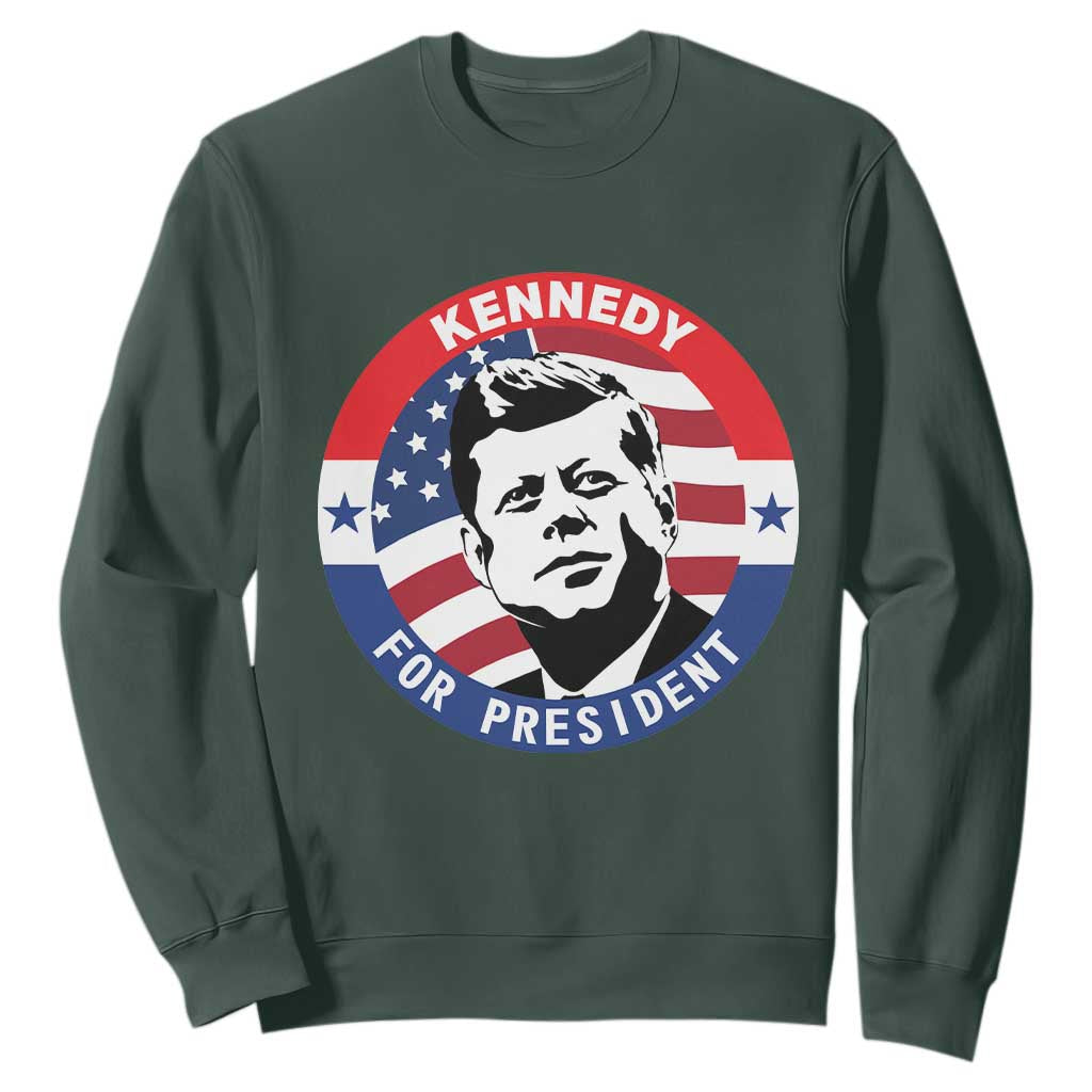 John F Kennedy US President American History Sweatshirt TS14 Dark Forest Green Print Your Wear