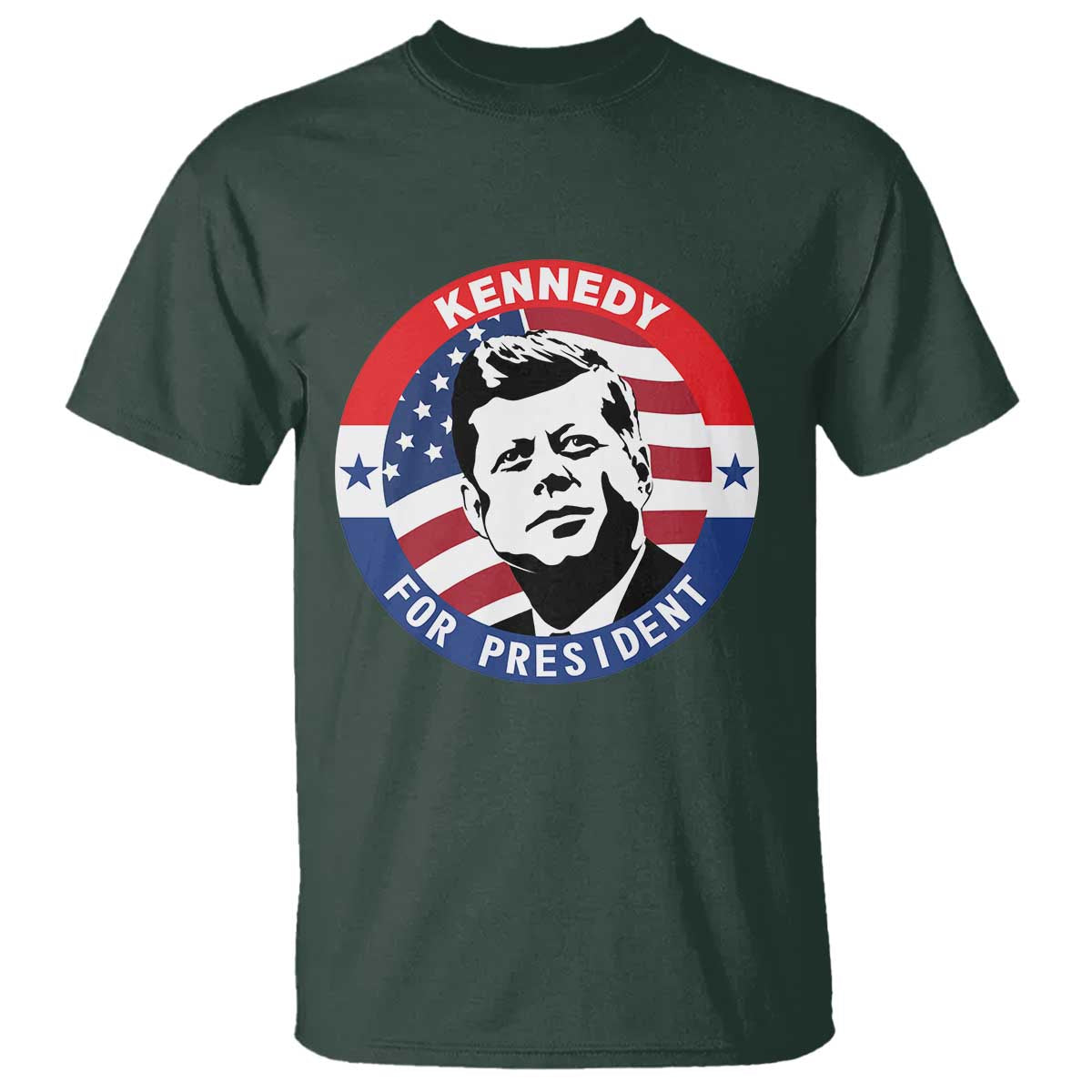 John F Kennedy US President American History T Shirt TS14 Dark Forest Green Print Your Wear