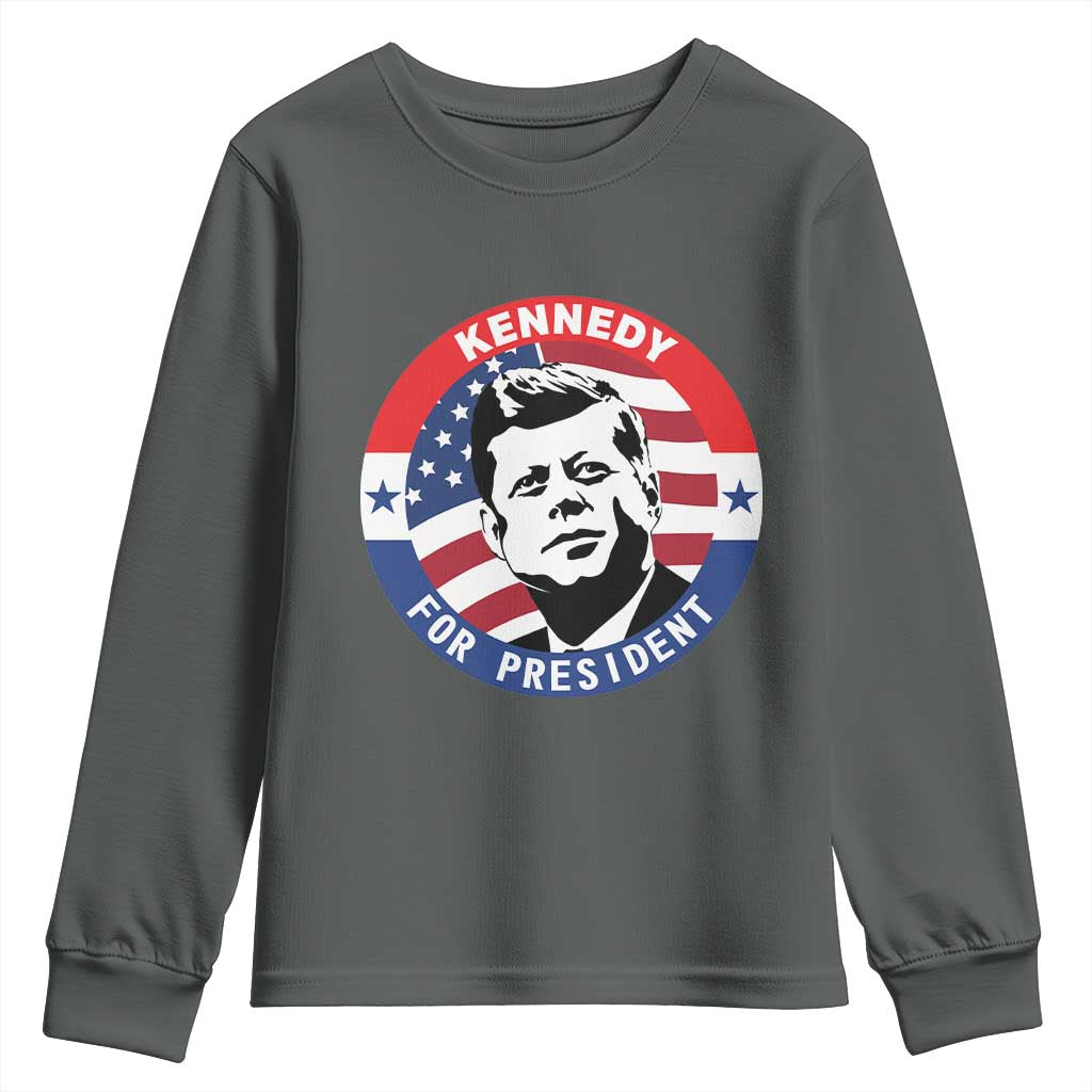John F Kennedy US President American History Youth Sweatshirt TS14 Dark Heather Print Your Wear
