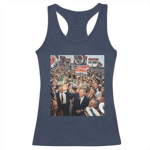 John F Kennedy American President History Racerback Tank Top TS14 Navy Print Your Wear