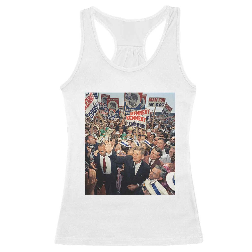 John F Kennedy American President History Racerback Tank Top TS14 White Print Your Wear
