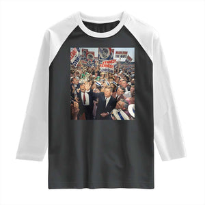 John F Kennedy American President History Raglan Shirt TS14 Black White Print Your Wear
