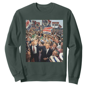 John F Kennedy American President History Sweatshirt TS14 Dark Forest Green Print Your Wear