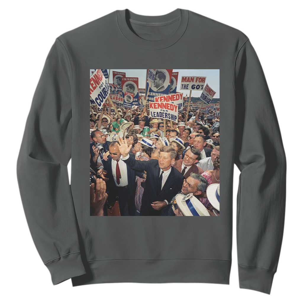 John F Kennedy American President History Sweatshirt TS14 Dark Heather Print Your Wear