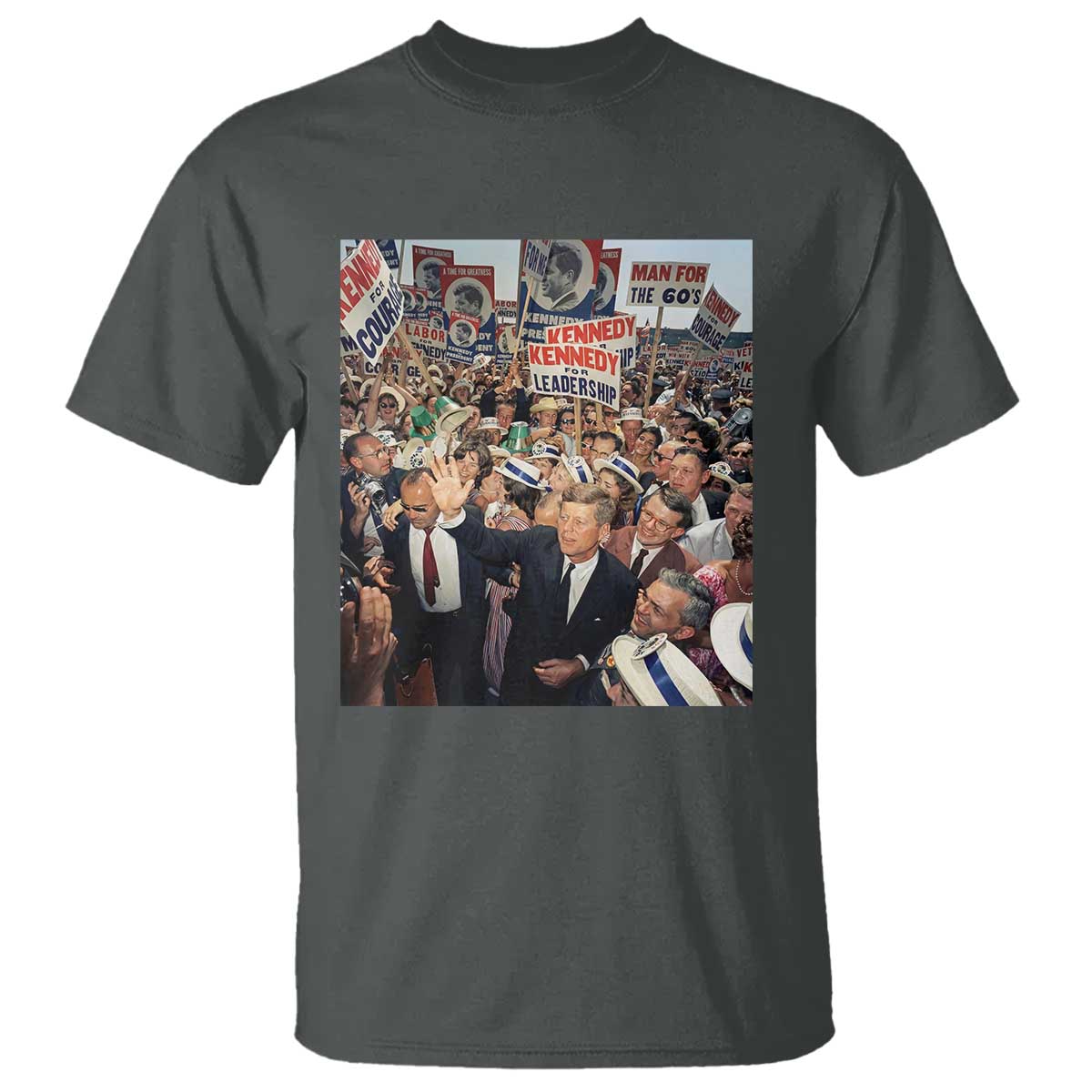 John F Kennedy American President History T Shirt TS14 Dark Heather Print Your Wear
