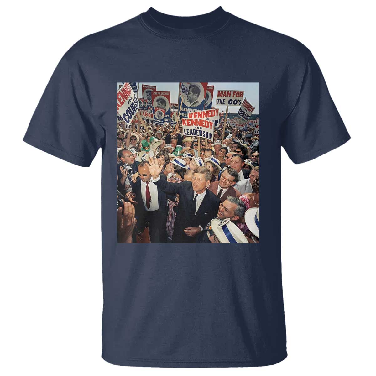 John F Kennedy American President History T Shirt TS14 Navy Print Your Wear