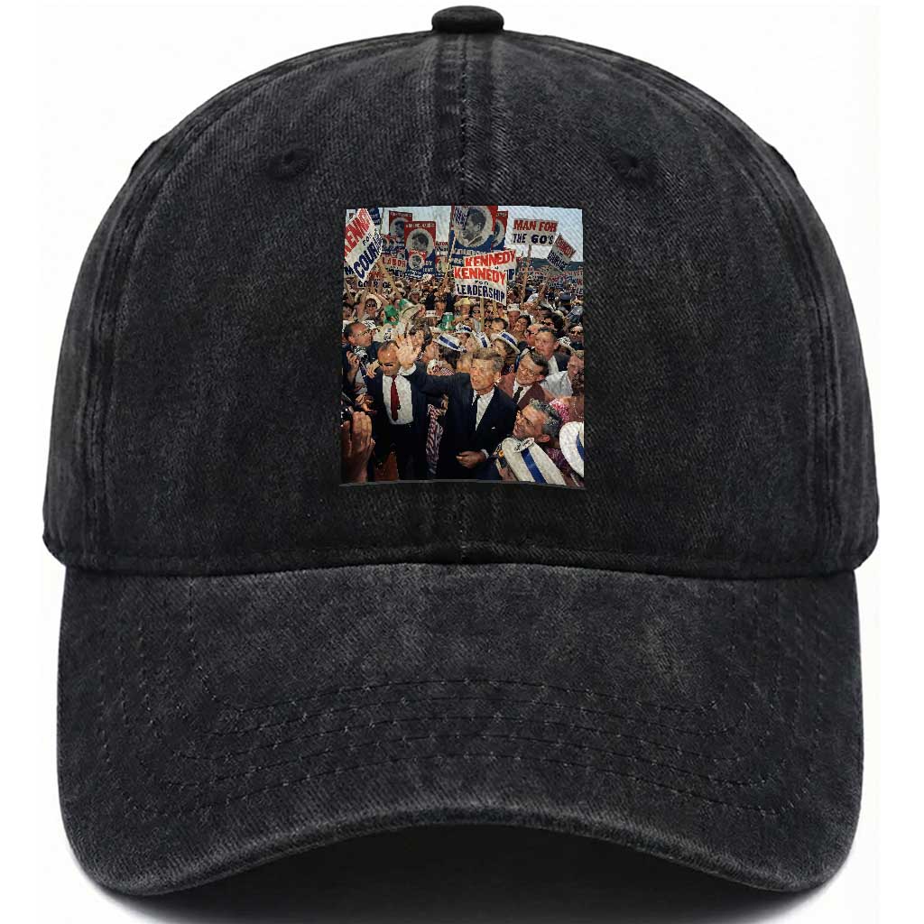 John F Kennedy American President History Washed Cotton Baseball Cap TS14 Washed Cap Universal Fit Black Print Your Wear