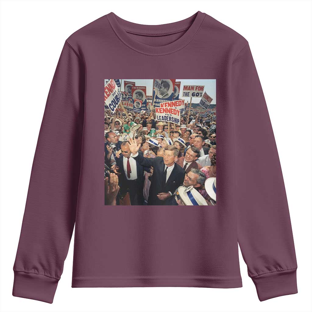 John F Kennedy American President History Youth Sweatshirt TS14 Maroon Print Your Wear