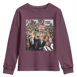 John F Kennedy American President History Youth Sweatshirt TS14 Maroon Print Your Wear