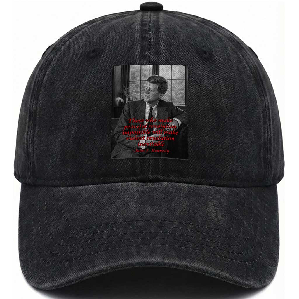John F Kennedy Quote Washed Cotton Baseball Cap American President History US Presidential Leader TS14 Washed Cap Universal Fit Black Print Your Wear