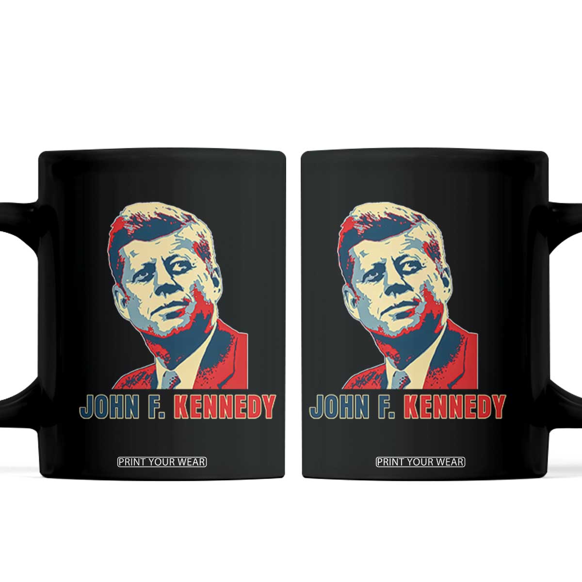 John F Kennedy American Flag US President Coffee Mug TS14 Black Print Your Wear