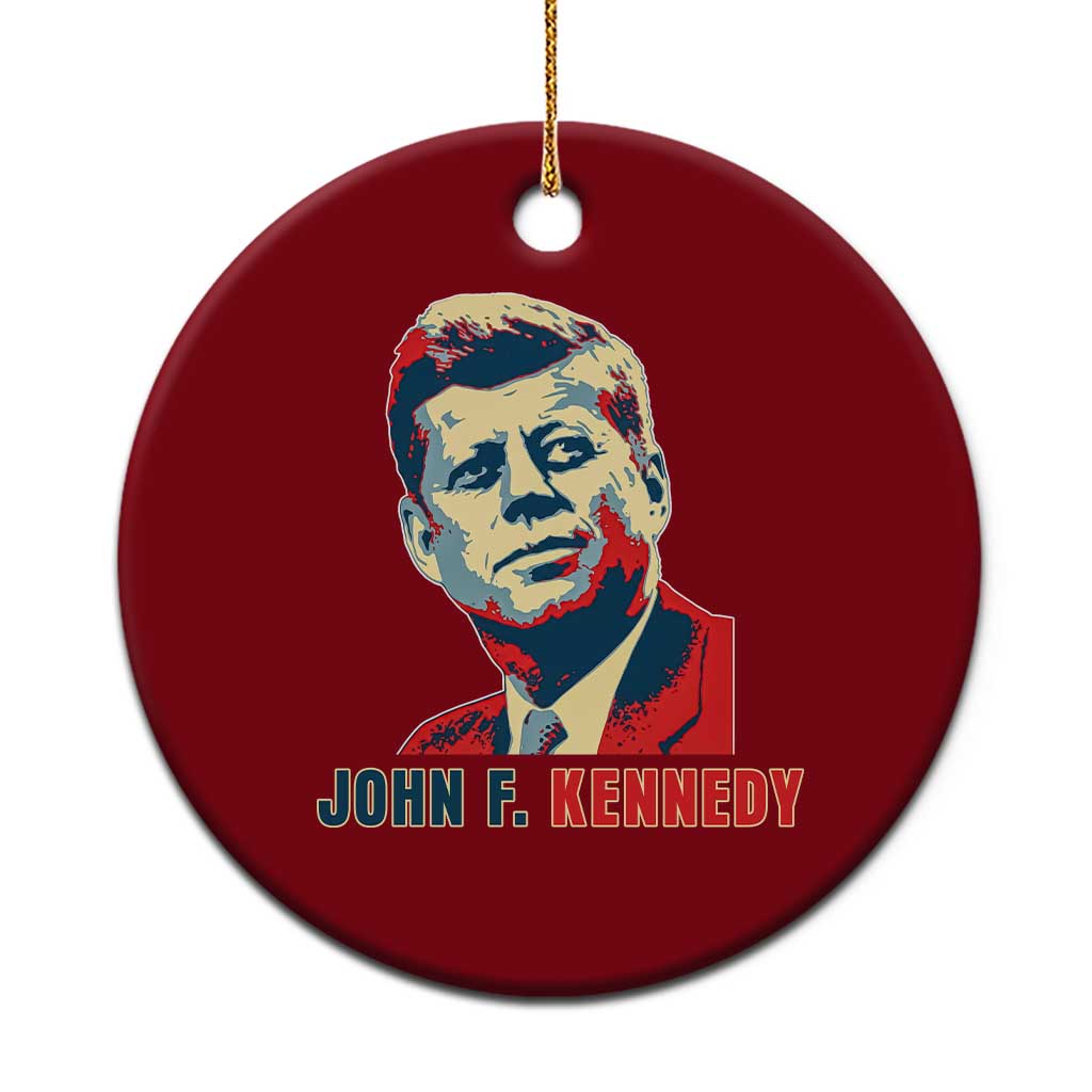 John F Kennedy American Flag US President Ceramic Ornament TS14 1pc Red Print Your Wear
