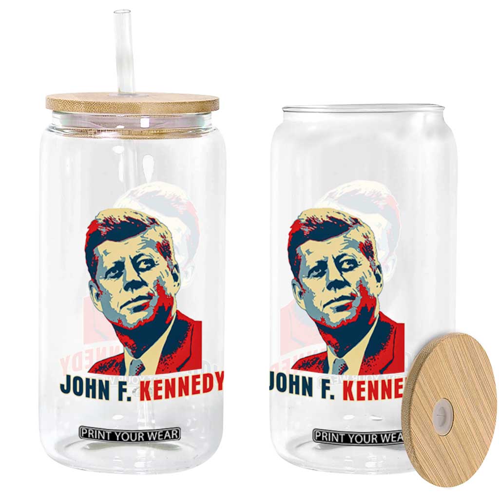 John F Kennedy American Flag US President Glass Can TS14 Print Your Wear