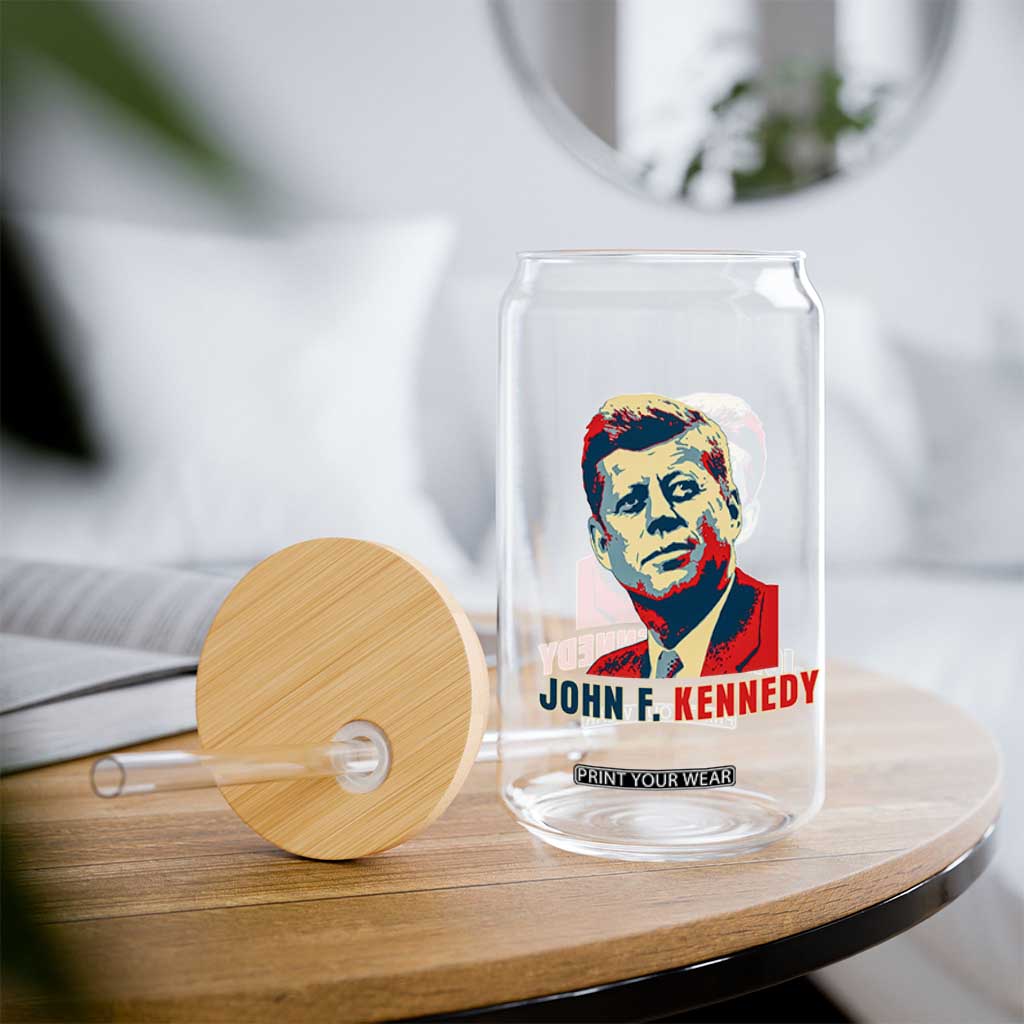 John F Kennedy American Flag US President Glass Can TS14 Print Your Wear