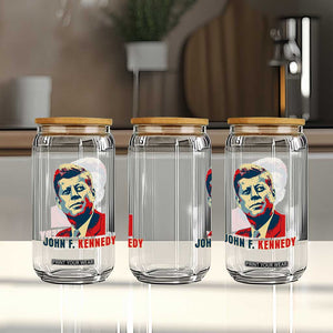 John F Kennedy American Flag US President Glass Can TS14 Print Your Wear