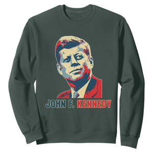 John F Kennedy American Flag US President Sweatshirt TS14 Dark Forest Green Print Your Wear
