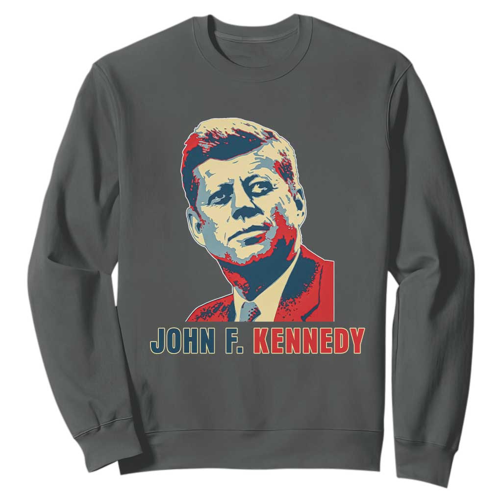 John F Kennedy American Flag US President Sweatshirt TS14 Dark Heather Print Your Wear