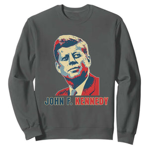 John F Kennedy American Flag US President Sweatshirt TS14 Dark Heather Print Your Wear