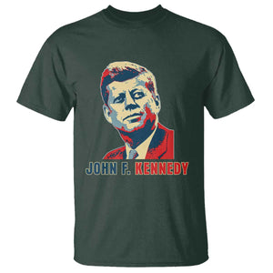 John F Kennedy American Flag US President T Shirt TS14 Dark Forest Green Print Your Wear